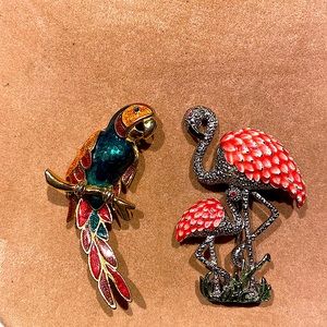 2 Costume Bird Brooches